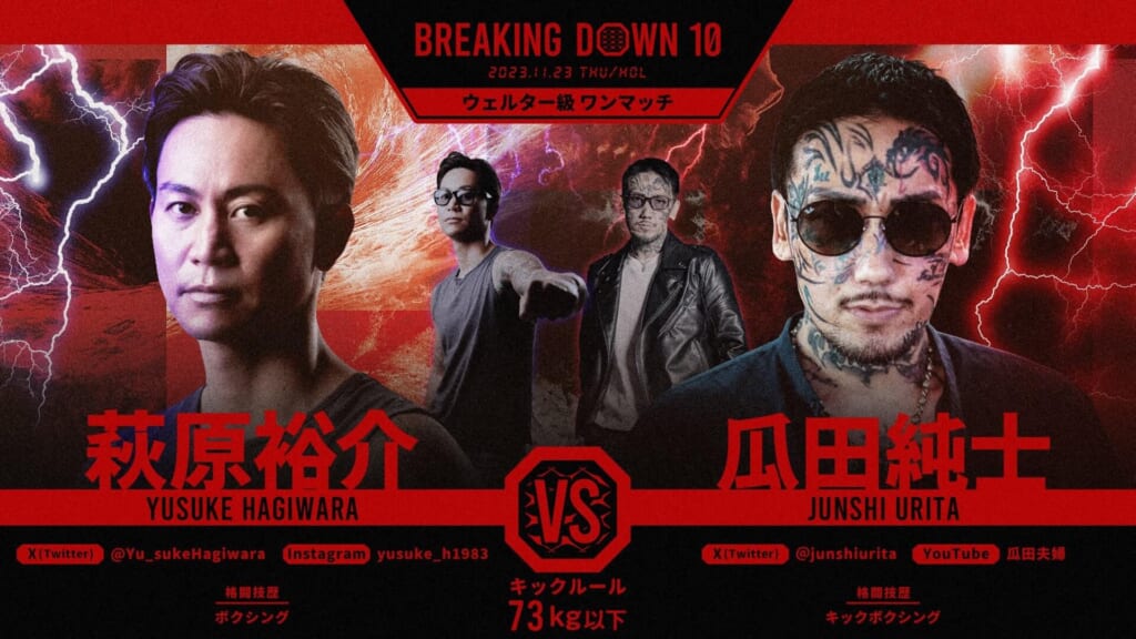 BREAKING DOWN10
ウェルター級 ワンマッチ
萩原裕介 vs 瓜田純士