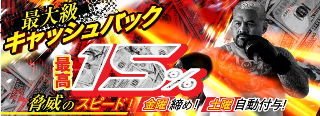 最大級キャッシュバック最高15%