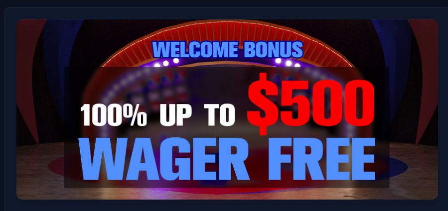 WELCOME BONUS 100% UP TO $500 WAGER FREE