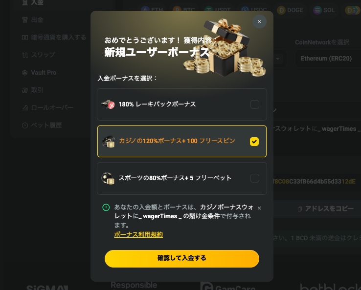 JBカジノ　登録方法3