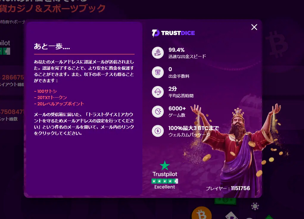 ステップ３：メール内のリンクをクリックし、完了